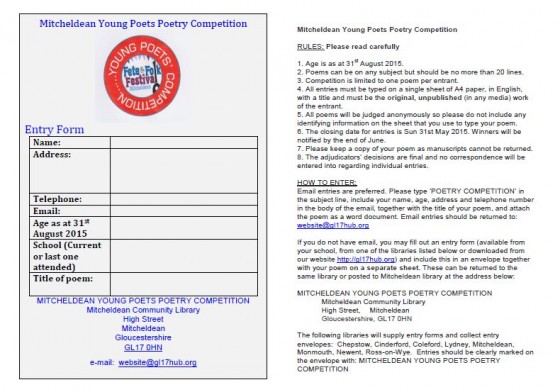 Entry form for Young Poets' Competition